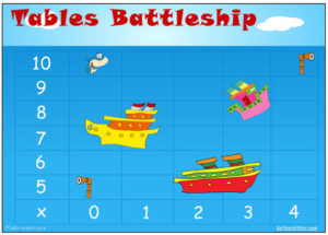Multiplication Battleship - 8 Game Boards - 0 to 4 Times Tables