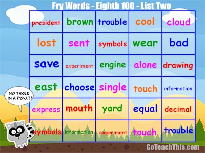 Sight Word Games - Fry Lists